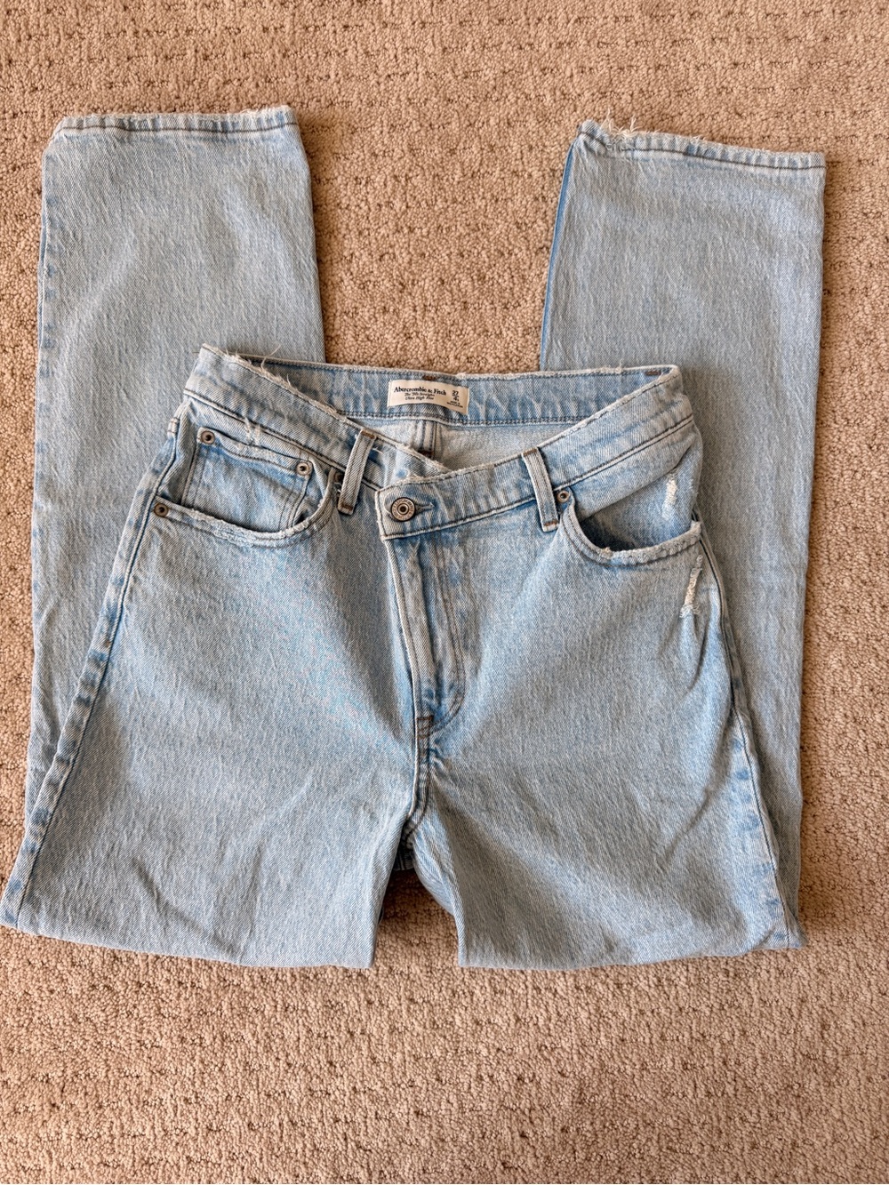 Abercrombie & Fitch Light Blue High Rise Straight Jeans